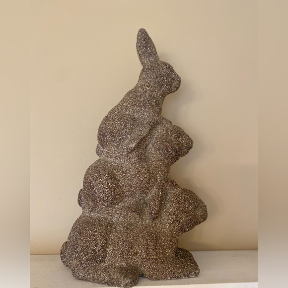 Homegoods Other - EUC Stone Stacked Glitter Bunnies Decoration Easter Decor HomeGoods
